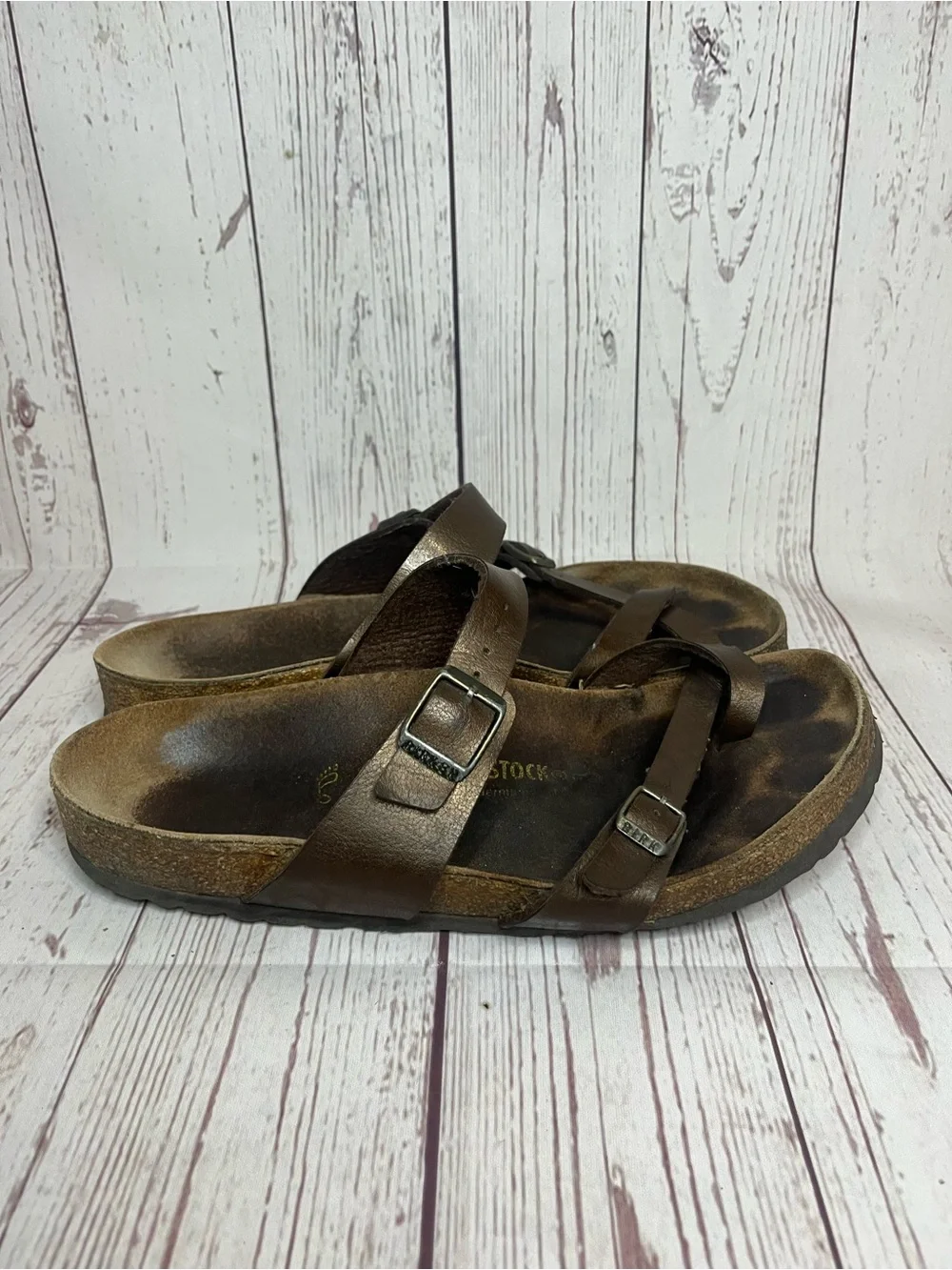 Birkenstock Mayari Sandals Men’s Size 8 Womens 10 Brown Oiled Leather Cork EU 4